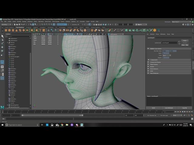 Autodesk Maya | Curve Warp Deformer for Toon Style Hair