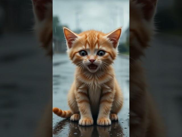 Tiny Orange Kitten Crying Alone | Heartbreaking Emotional Story #shorts #funnycat #cat