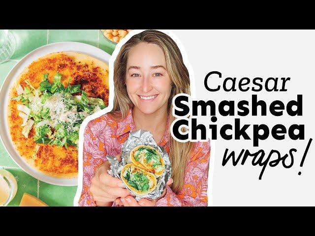 Smashed Chickpea Caesar Wraps