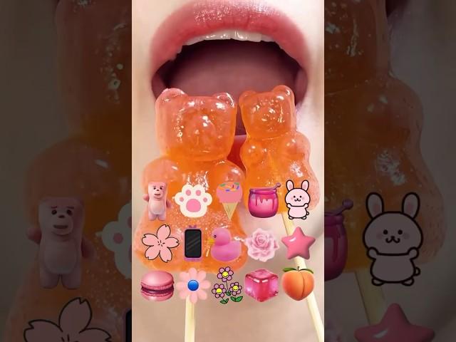 asmr PINK KOHAKUTO EMOJI FOOD eating sounds(sped up)