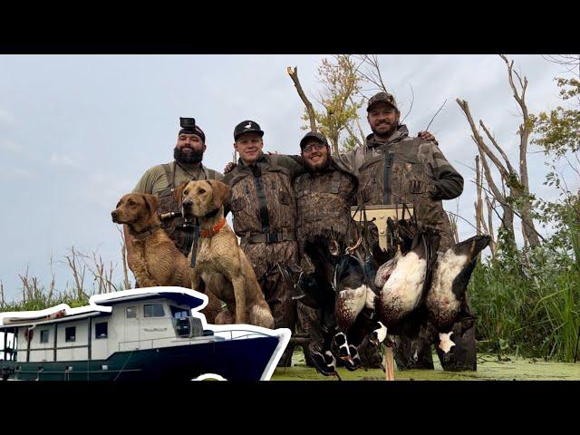 Duck Hunting a Tiny River Slough - FAST Public Land 4 Man Limit of Wood Ducks