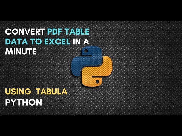 Convert PDF Table data in Excel-CSV ( 4 lines of code) | Using Tabula | Python  | #Mr.LazyProgrammer