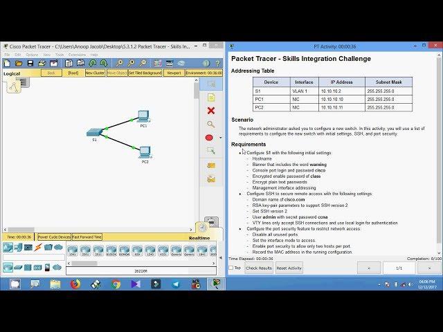 5.3.1.2 Packet Tracer - Skills Integration Challenge