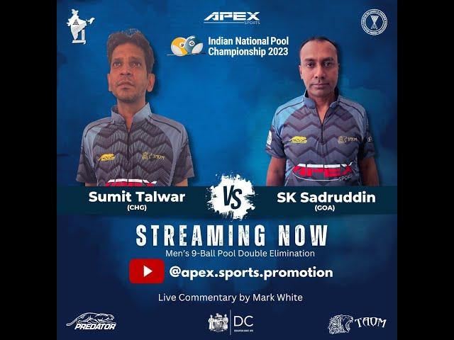 Sumit Talwar (CHG) vs Sk Sadruddin (GOA) 9 Ball Men Indian National Pool Championship