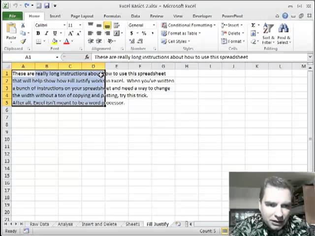 Excel Video 260 Use Fill Justify to Manage Text