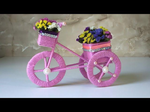 DIY Mini Bicycle using cardboard & wool | Home decor