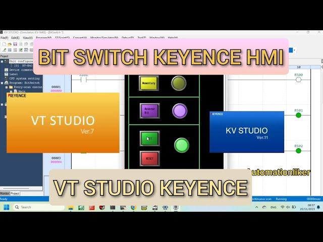 VT Studio : Bit Switch Keyence HMI ( Momentary, Reverse bit, Set , Reset) With HMI simulation