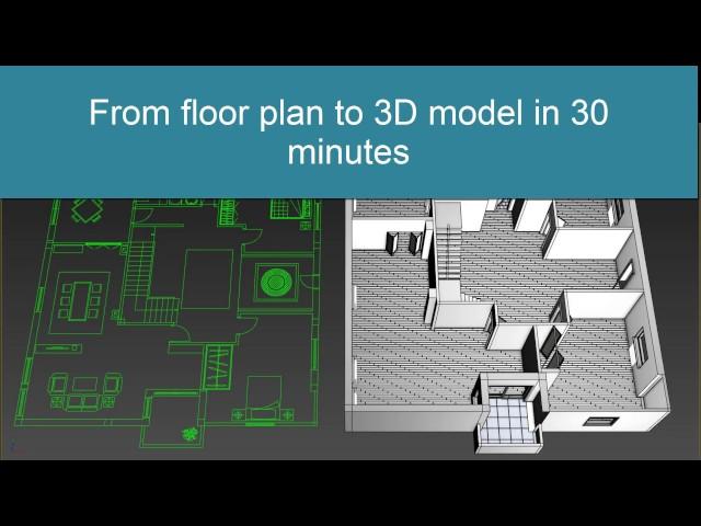 3ds Max Modeling Apartman in 30 minutes from .dwg file with exercise file