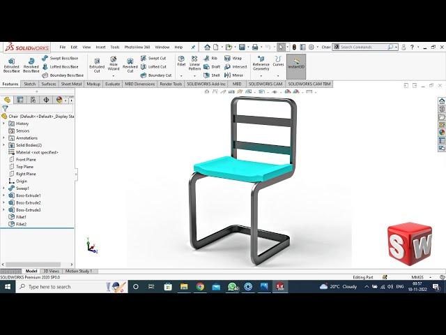 How to design a chair in solidworks.