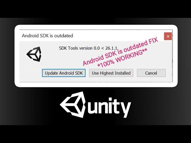 Unity SDK Outdated Error Fix / SDK Tools Fix