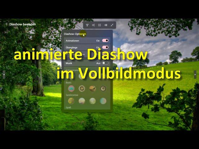 Windows 11: animierte Diashow mit eigenen Bildern im Vollbildmodus