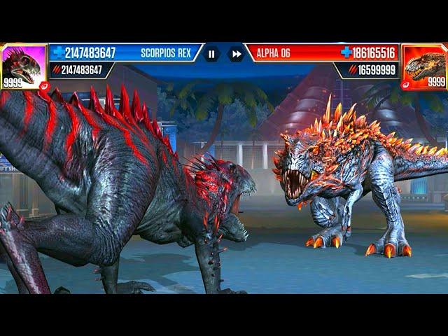 SCORPIOS REX VS ALPHA 06 MAX 9999 | JURASSIC WORLD THE GAME