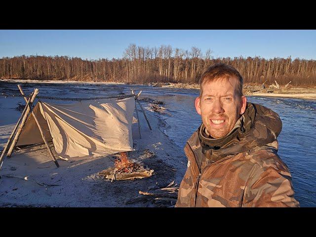 Solo Winter Bushcraft Camping in Alaska