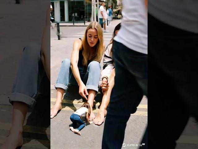 Giantess/shirnking woman foot worship