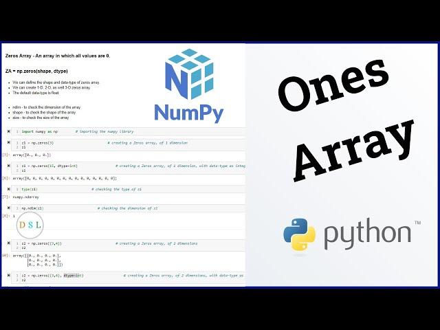 Python Numpy Tutorial - 3 ... Ones Array  || np.ones( )