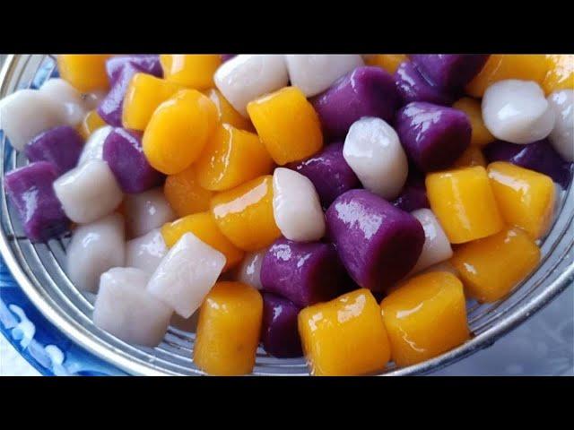 Delicious Q bomb tricolor taro balls, eat a bowl of money outside, you can make a basket at home!