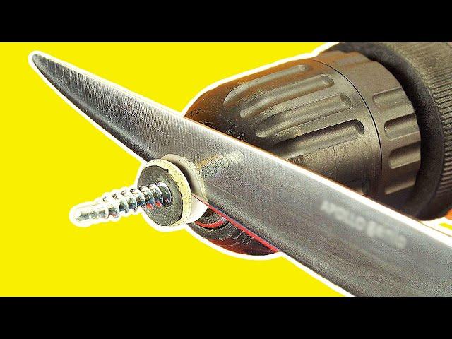 KNIFE like a RAZOR in two minutes! Cuts even a Self-tapping Screw! Cool ideas for sharpening knives!