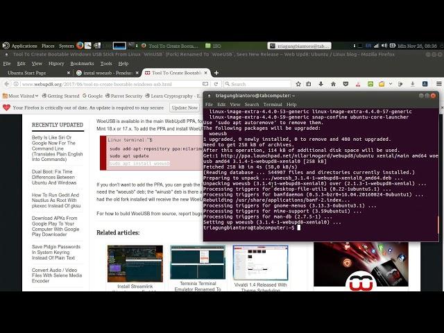 Make USB Bootable Windows with WoeUSB in Ubuntu Linux