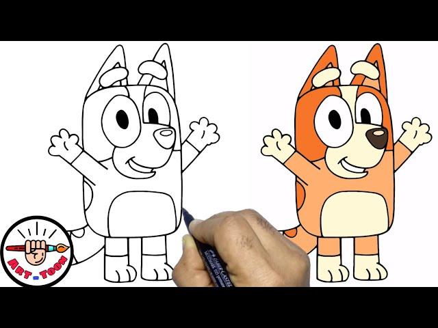 how to draw bingo from Bluey step by step easy