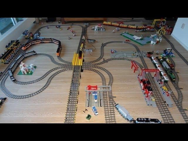 Gigantic Lego Train Layout with 30 years of Lego Train sets