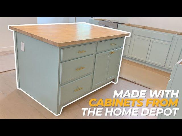 Making A Kitchen Island Out Of Home Depot Cabinets // High End & Low Cost!