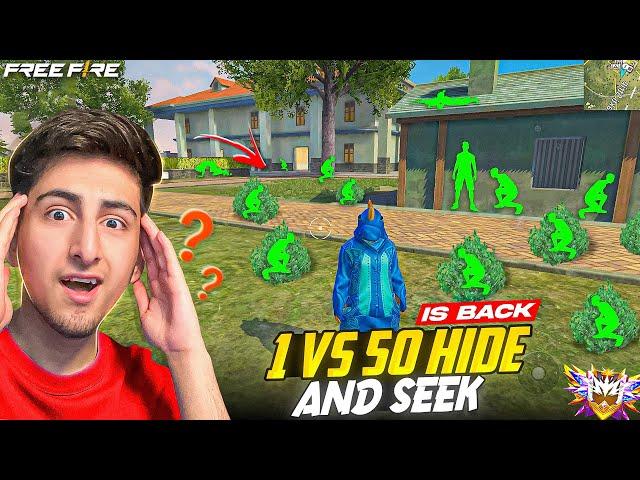 Biggest And Craziest Hide And Seek50 Vs 1 Open Map 1000Challenge[A_s Gaming] - Free Fire India