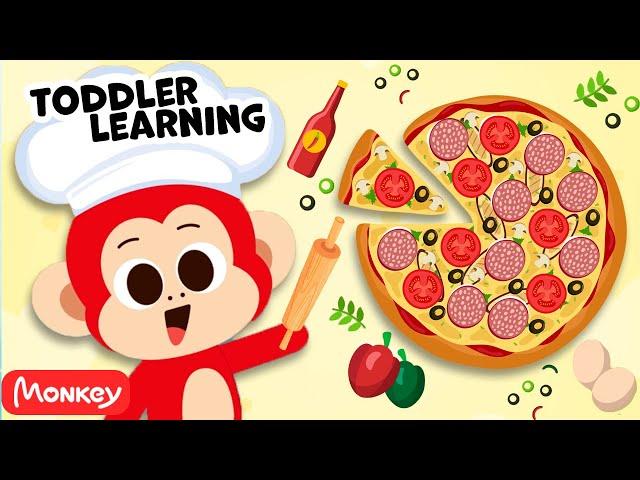  Let's Make a Pizza!  Kids Learning Videos and Songs | Monkey Junior Play & Learn