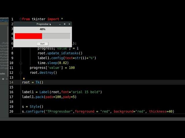 How to create complete Progressbar with python tkinter
