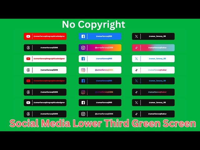 Social Media Lower Third || Green Screen Lower Third No Copyrights