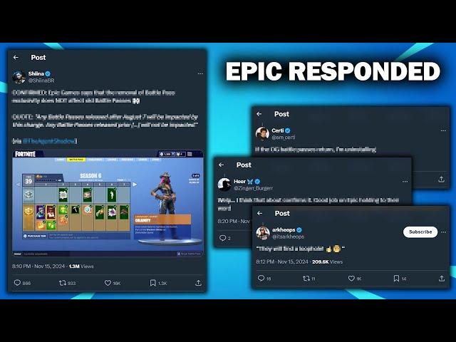 EPIC SPOKE.. Fortnite Community Reacts to Continued Old Battle Passes Return Discussion | Twitter/X