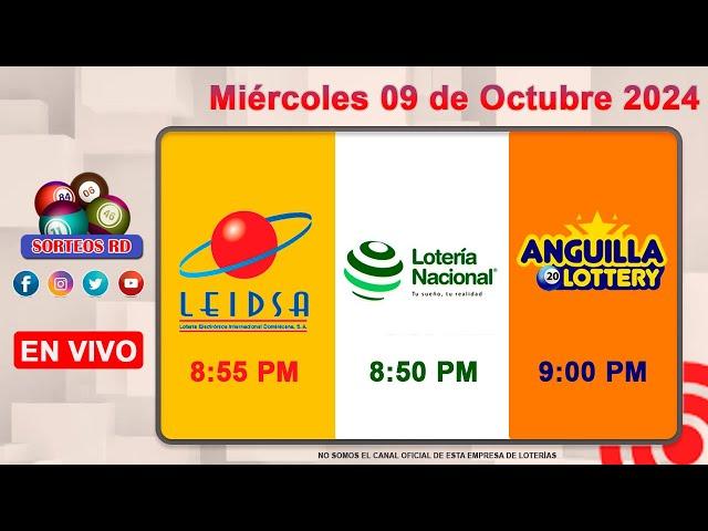 Lotería Nacional LEIDSA y Anguilla Lottery en Vivo │Miércoles 09 de Octubre 2024/ 8:55 P.M.