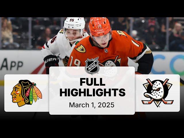 NHL Highlights | Blackhawks vs. Ducks | March 01, 2025