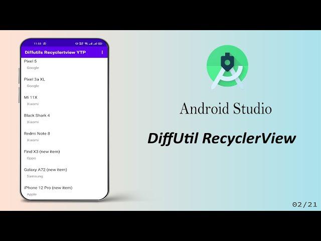 Diffutil Recyclerview || Android Studio Tutorial