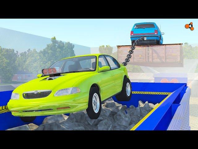 Beamng drive - Tug of War vs Car Shredder crashes