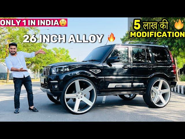 26 Inch Alloy Wheels Install in Scorpio Classic Z Black Scorpio 5 Lakh Ki Modification