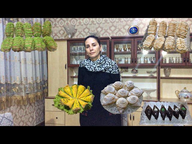 Aynura's holiday sweets and interesting table decorations prepared for her viewers in her kitchen