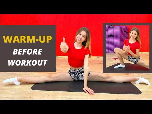 Warm up before  workout in a gym