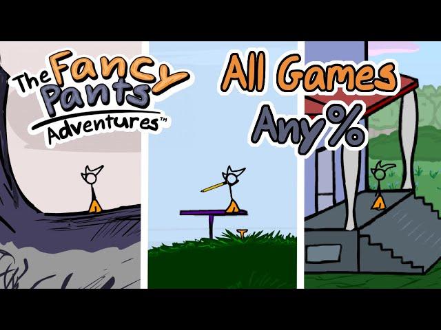 Speedrunning EVERY Fancy Pants Game in a Row!? Any% All Games World Record (1:24:53)