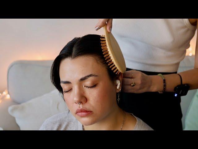 ASMR | Head Massage, Scratches, Hair Parting, Brushing, Adding Clips (No Talking, Real Person ASMR)