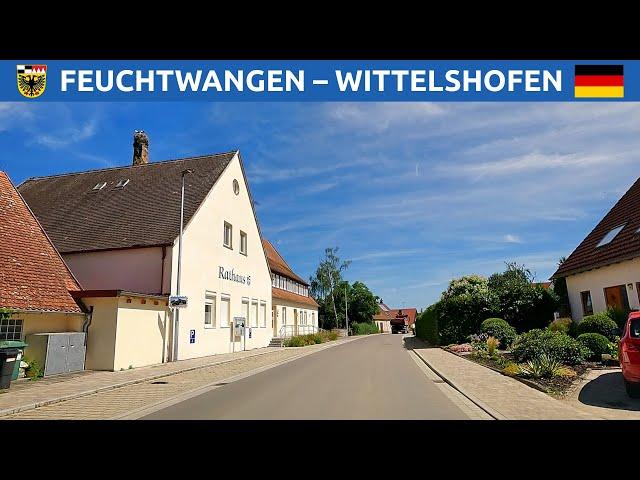 Driving in Bavaria, Germany. Rural roads from Feuchtwangen to Wittelshofen in Landkreis Ansbach. 4K