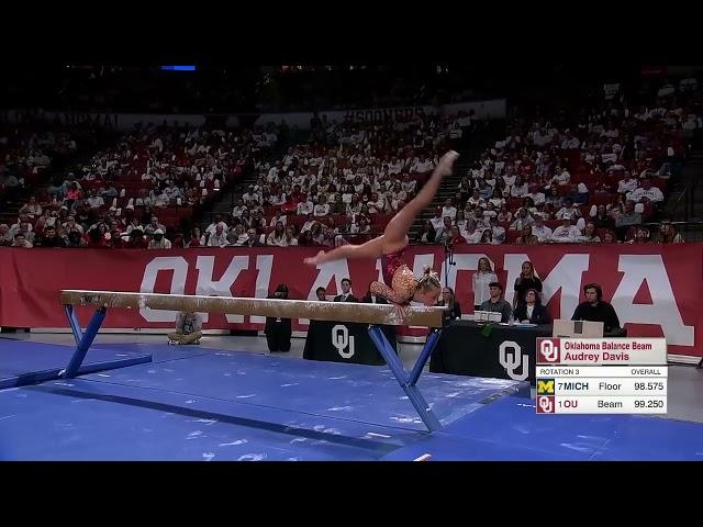 Audrey Davis Near-Perfect 9.975 Beam Oklahoma vs Michigan 3-1-24