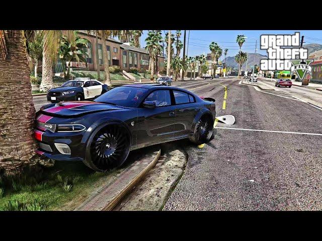 GTA 5 - REAL STREET HUSTLER - WRECKED A CHARGER HELLCAT RUNNING FROM TWELVE #8