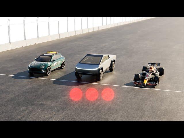 F1 vs Tesla Cybertruck vs Medical Car Drag Race | Animation