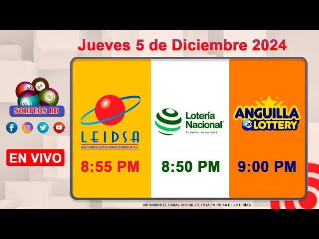 Lotería Nacional LEIDSA y Anguilla Lottery en Vivo  | Jueves 5 de Diciembre 2024/ 8:55 P.M