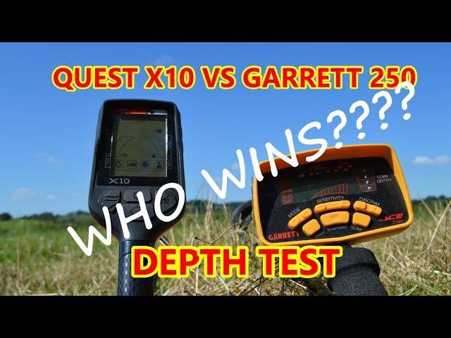 QUEST X10 V's GARRETT ACE 250, metal detecting uk