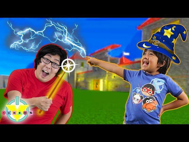 RYAN vs DADDY trying to be a wizard! Castle in Wizarding World Game ! Let's Play Roblox