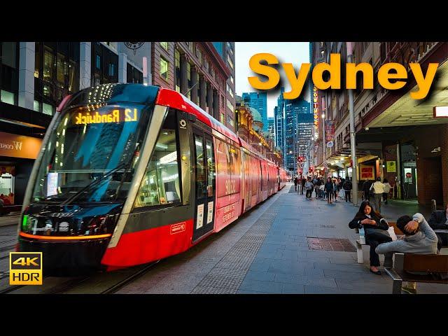 Sydney Australia Walking Tour - Busy George Street in the Evening | 4K HDR