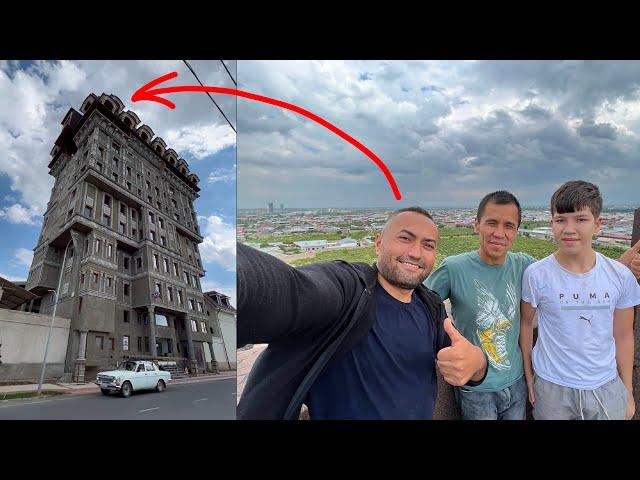 the tallest house or hostel in Samarkand with 13 floors of antique |