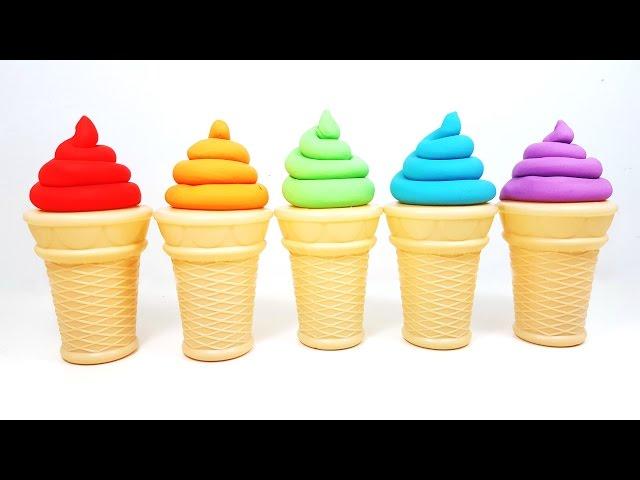 Learn Colors with Rainbow Play Doh Ice Cream for kids