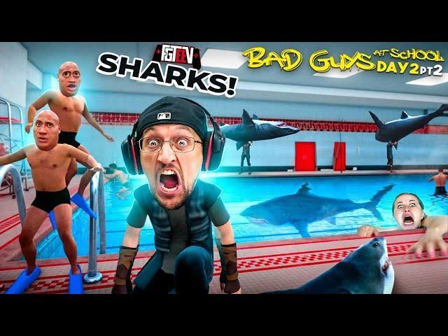 Bad Guys at School 3!  Throwing Sharks in a Pool of Classmates!  No Friends Now! (FGTeeVs Day 2 Pt2)